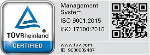 TUV Rheinland certified test mark for tbo. quality management